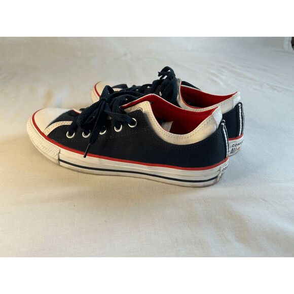 Women's Converse All Star Low Top Sneakers, Blue/White Canvas Lace-Up, Size 9 - Picture 5 of 8